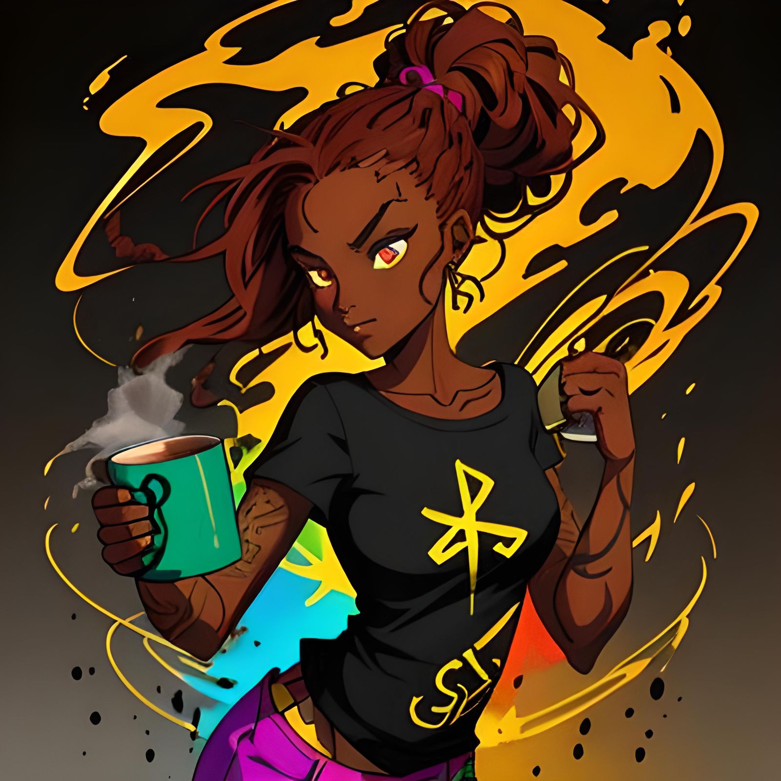 Sassy Witch with Magical Coffee, Graffiti Art