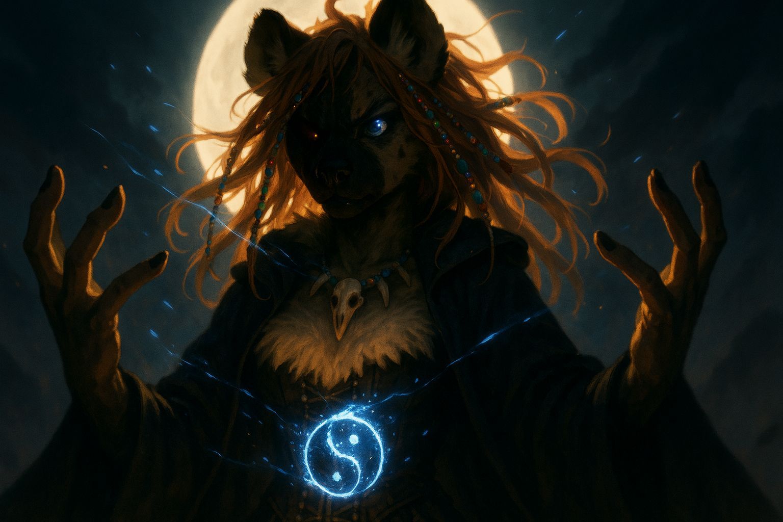 Anime Hyena with Dramatic Lighting and Lens Flare