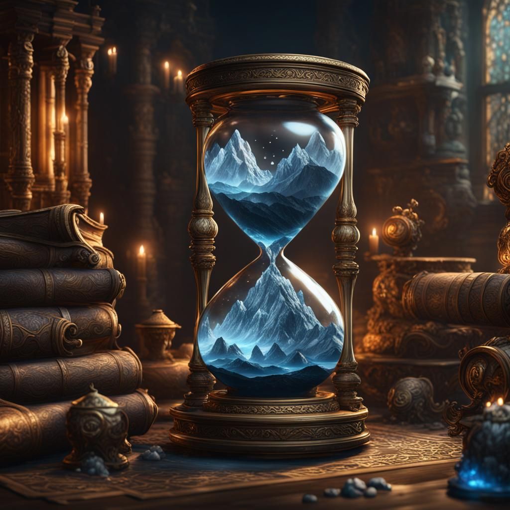 Fantastical Hourglass in Detailed Matte Painting Style