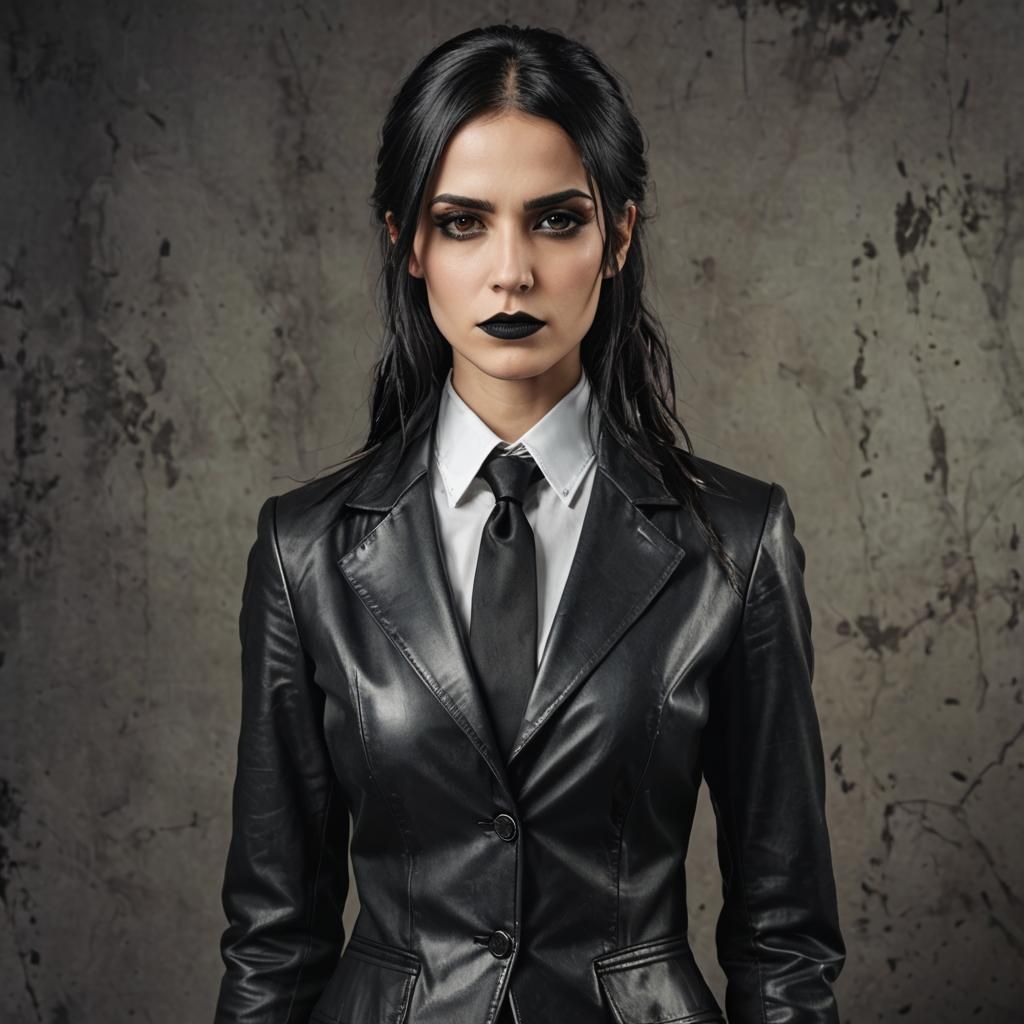 Gothic Businesswoman in Leather Blazer