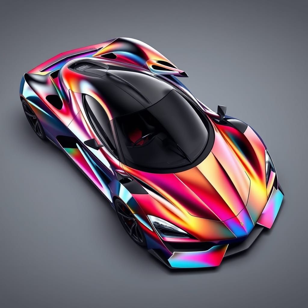 Futuristic Sports Car Concept Art in Metallic Colors