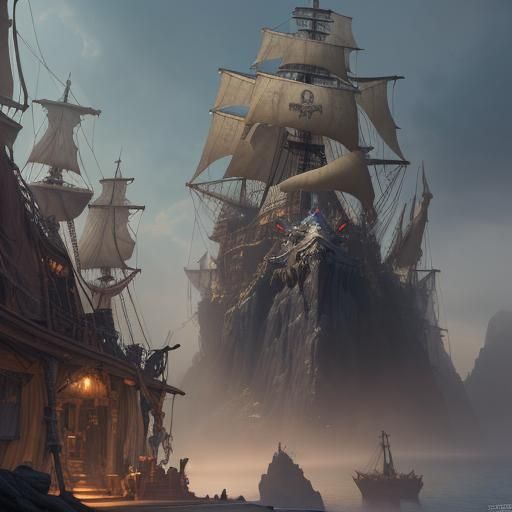 Detailed Matte Painting of Jack Sparrow