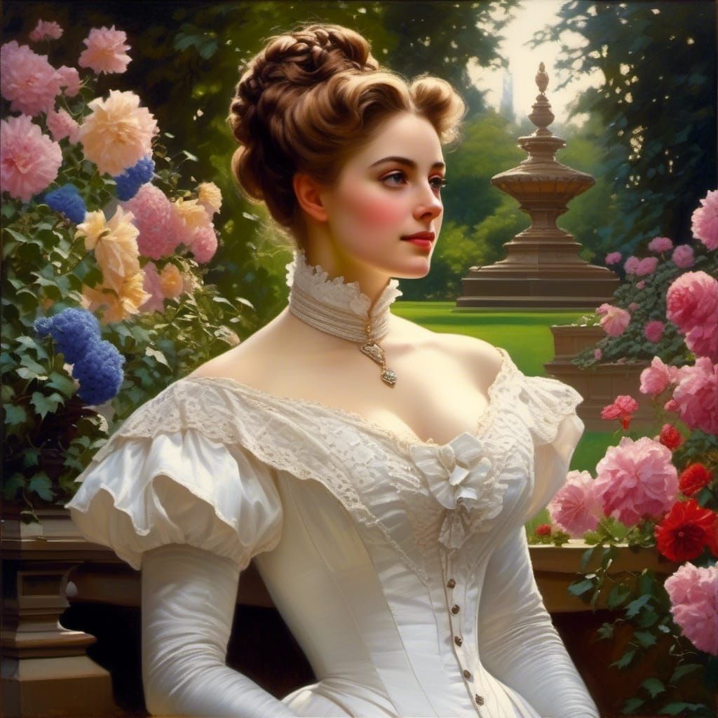 Victorian Lady in Mystic Garden