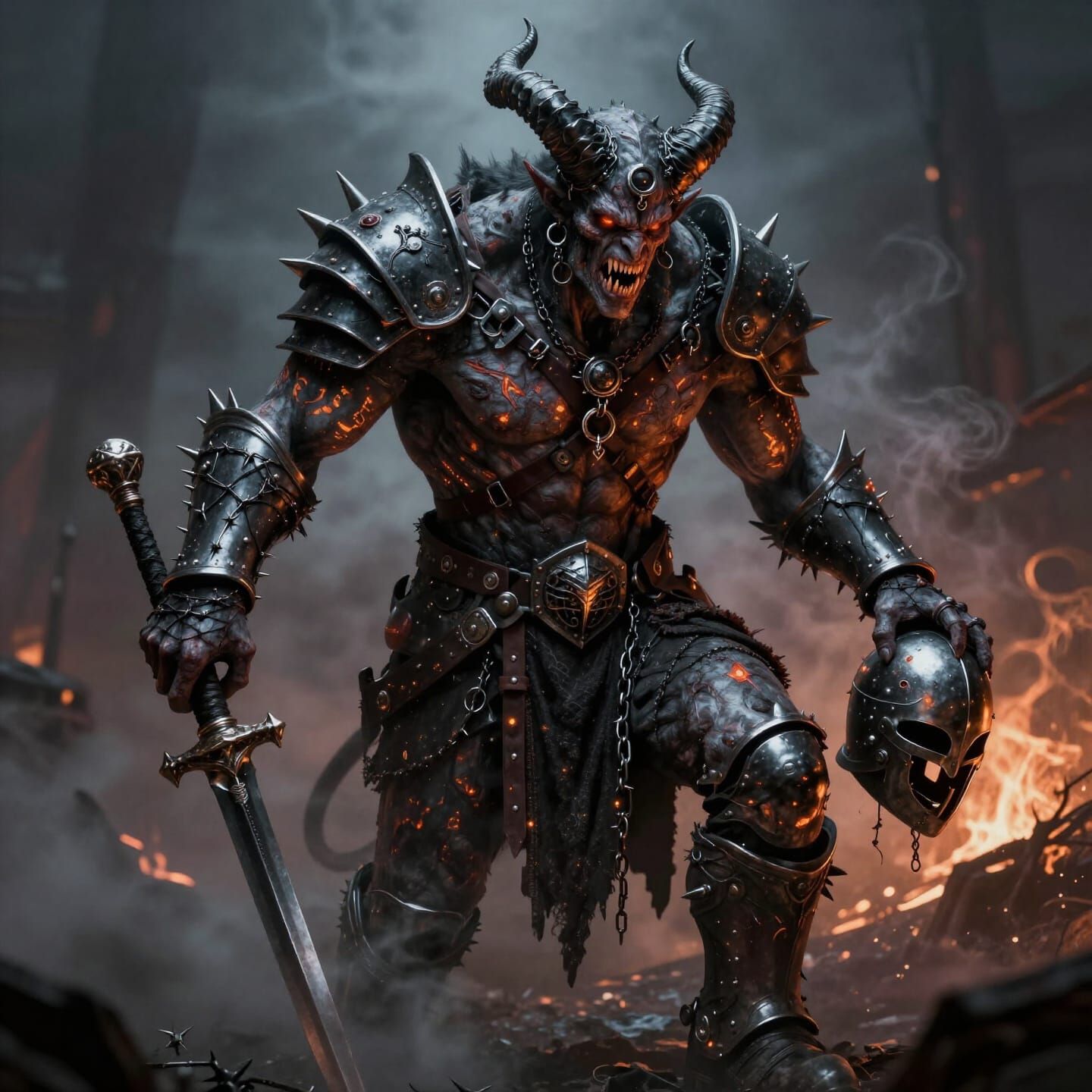 Dark Fantasy Demon Warrior in Gothic Style