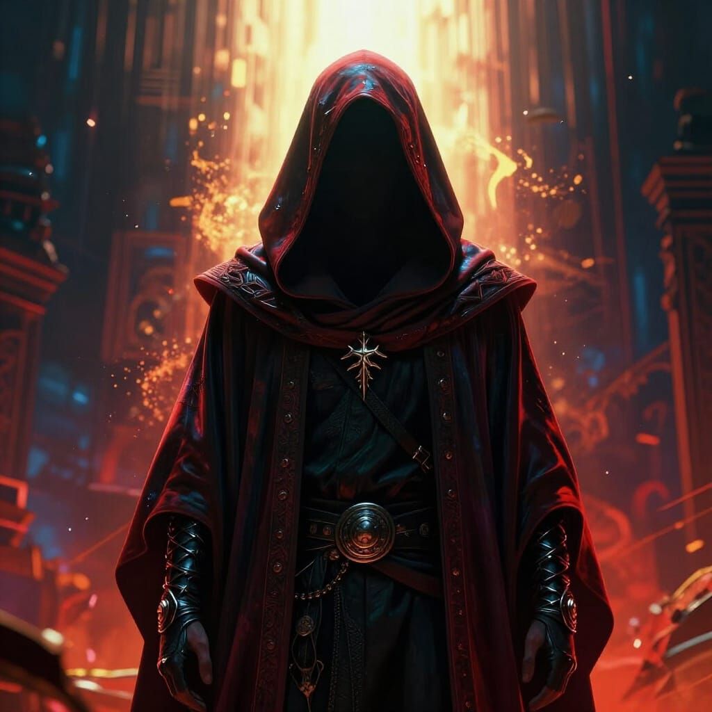 Cloaked Figure Withers in Brilliant Light, Digital Matte Pai...