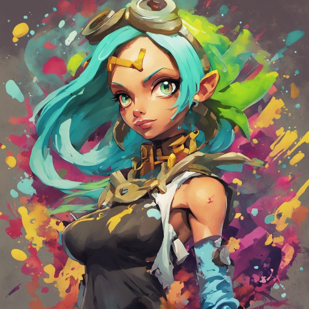 Evangelyne in Wakfu Style Graffiti Art