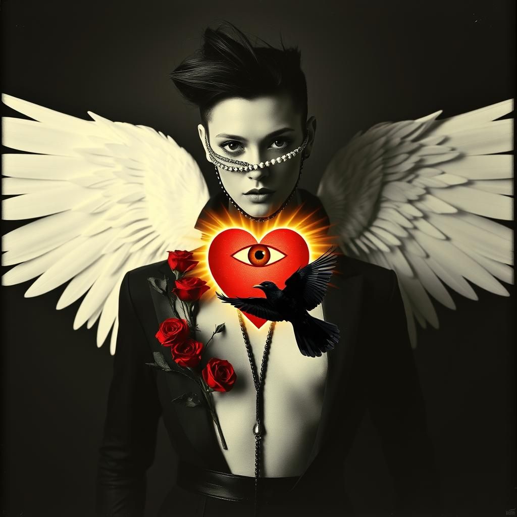 Winged Model in Dada-Inspired Photogram