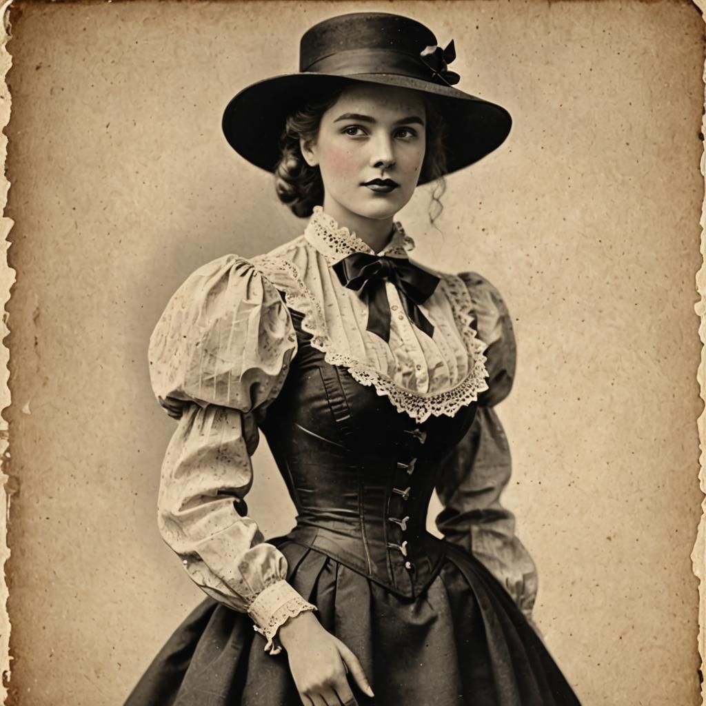 Elegant Woman in Vintage Formal Wear