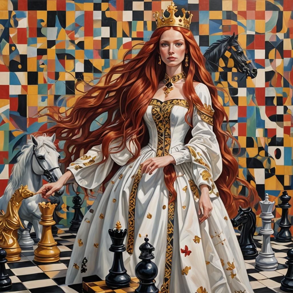 Chess Queen with Horse on Giant Board