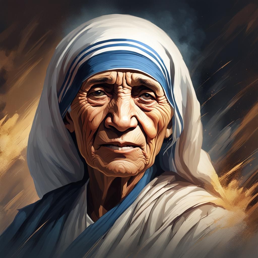 Mother Teresa Portrait in Art Nouveau Style