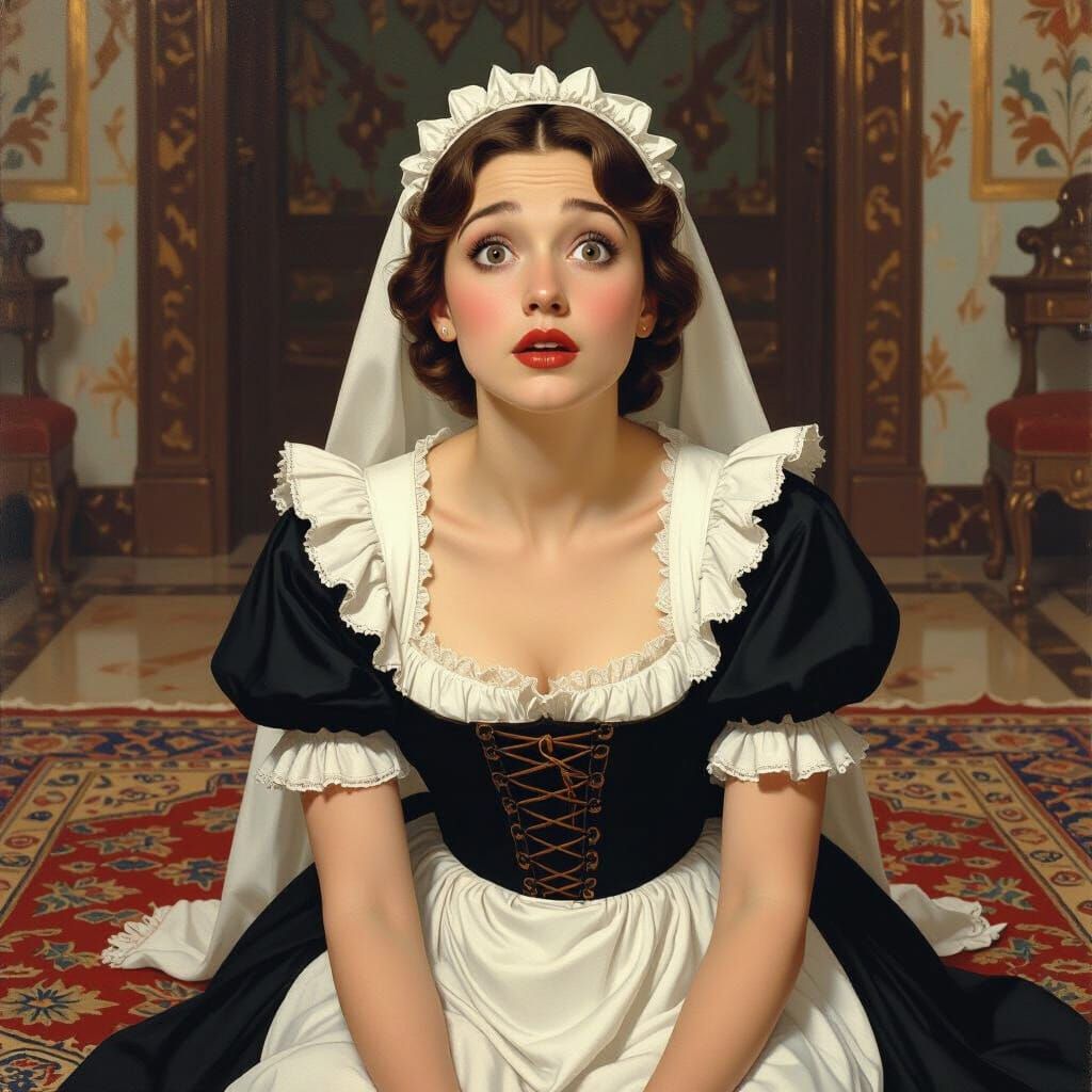 Fainting Maid in Palace, Art Nouveau Style