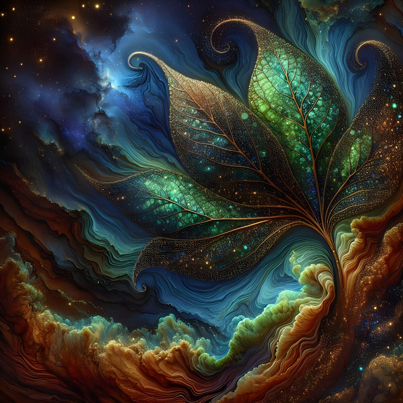 Ethereal Leaf Ascension in Australian Outback Inspiration