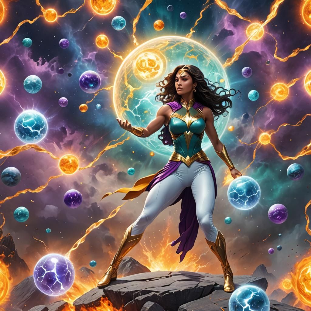 Elemental Princess in Cosmic Scene: 8K Art