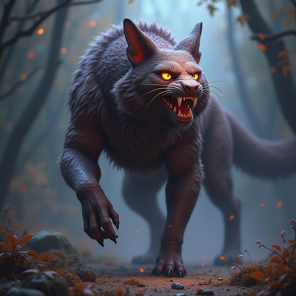 Majestic Hybrid Cat-Dog in Fantasy Concept Art