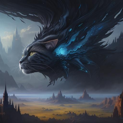 Fantastical Cat Nap in Detailed Matte Painting