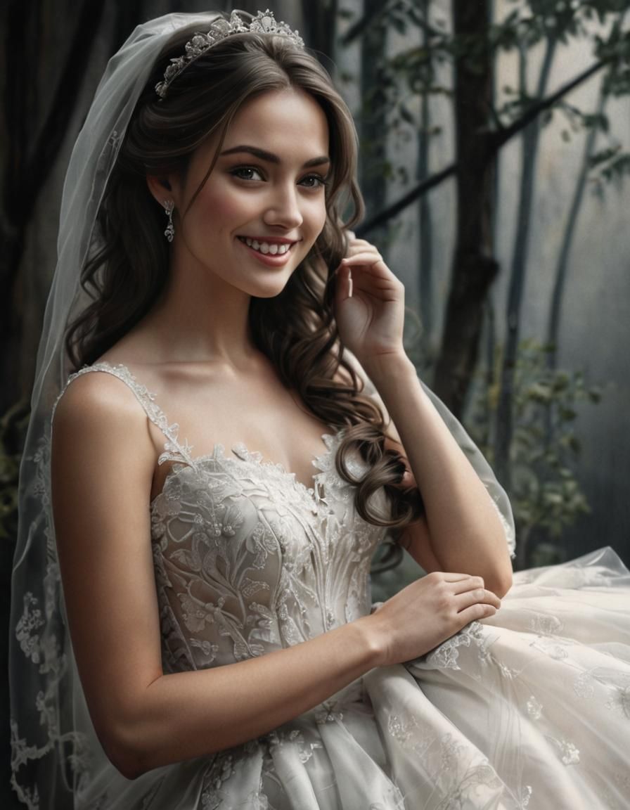 Realistic Graphite Pencil Portrait of a Bride