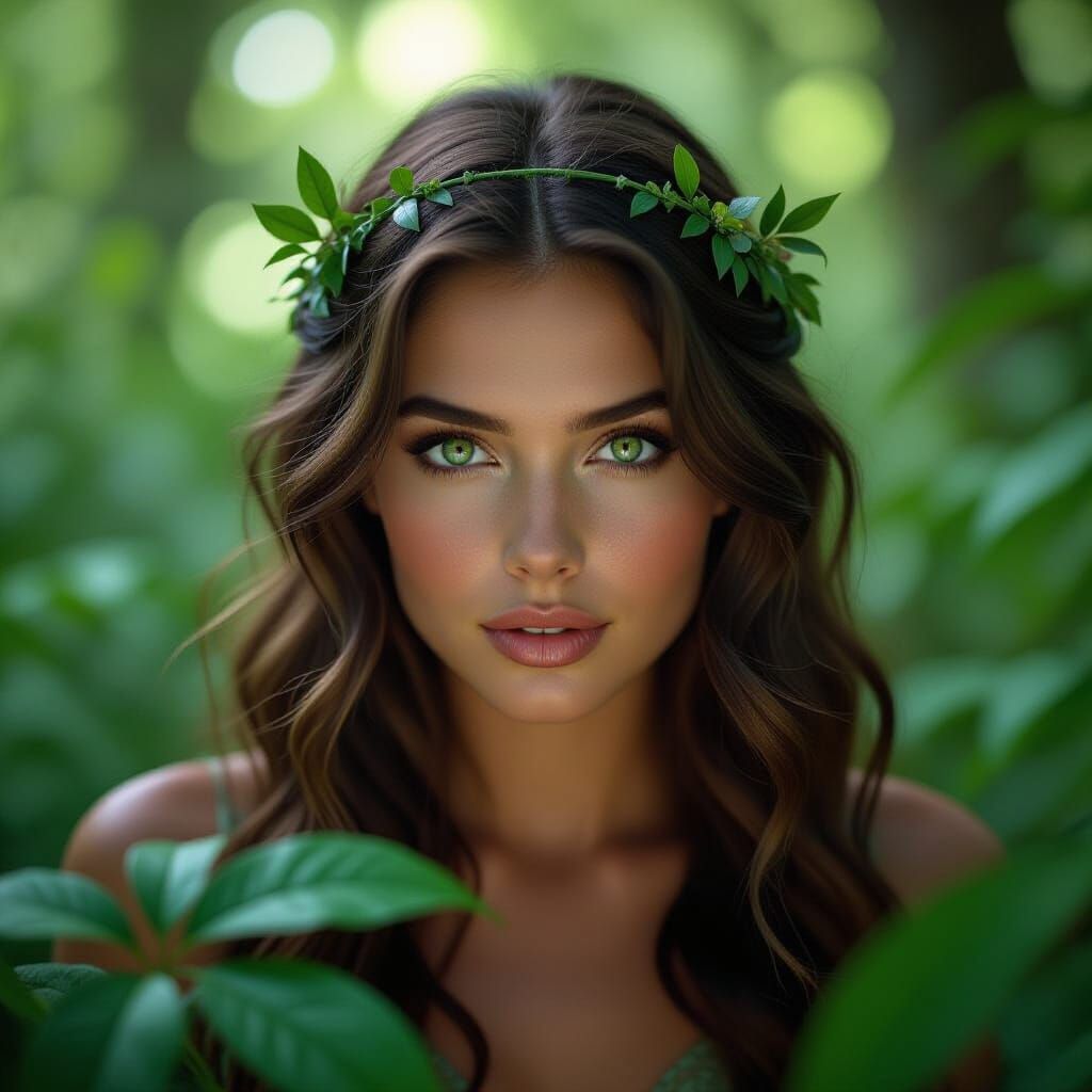 Forest Fairy's Green Eyes in Cinematic Style
