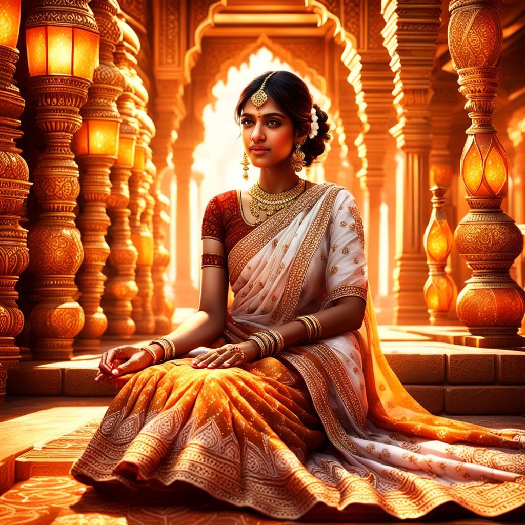 Tamil Girl in Indian Temple: Fantasy Concept Art