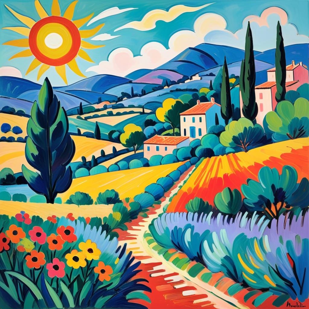 Vibrant Provence Landscape in Fauvist Style