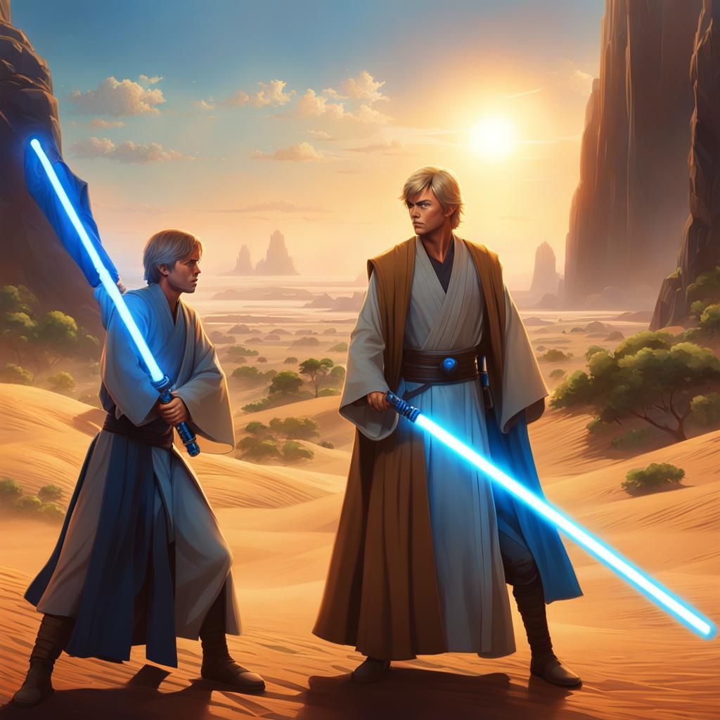 Jedi and Luke Skywalker in Anime Style