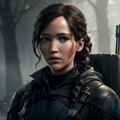 Katniss Everdeen Portrait in Art Nouveau Style