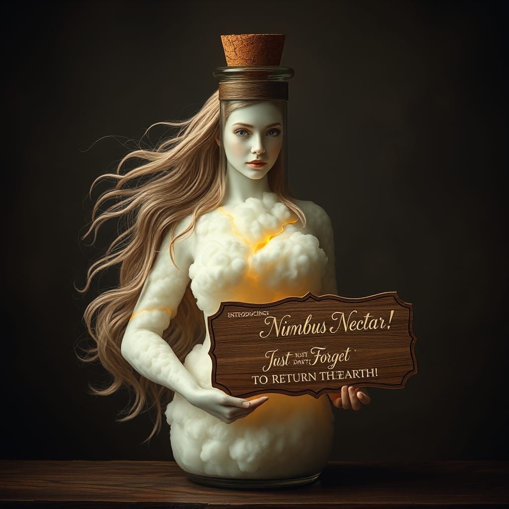 Ethereal Woman in Specimen Bottle: Fantasy Concept Art