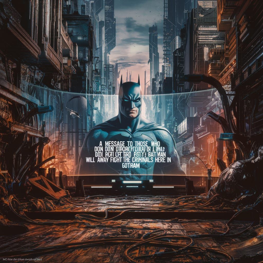 Batman and hes hologram to Gotham City