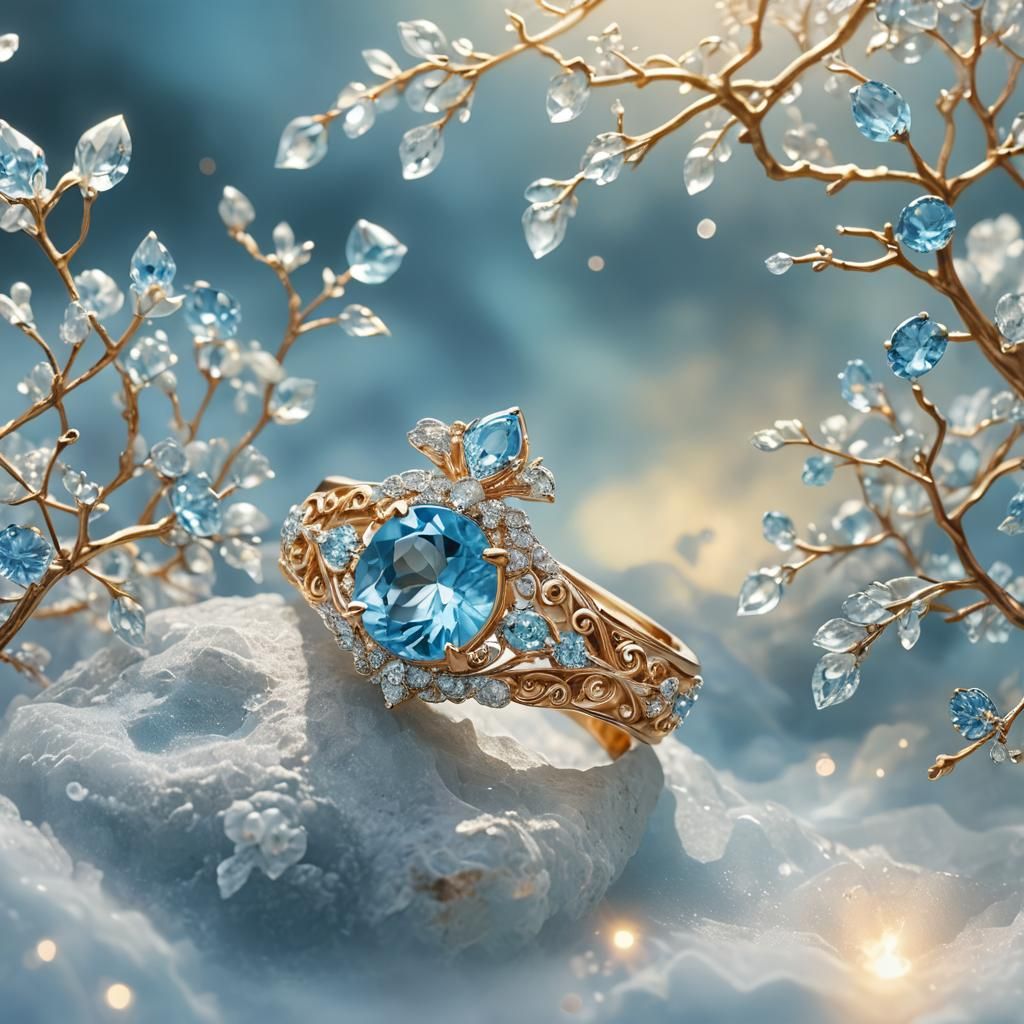 Blue Topaz Ring in Ethereal Fantasy Style