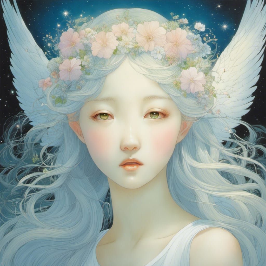 Celestial Angel in a Bright Mythical Style