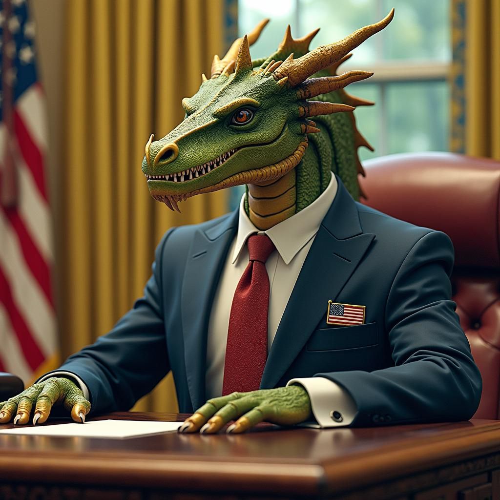 Dragon President in Futuristic Industrial Style