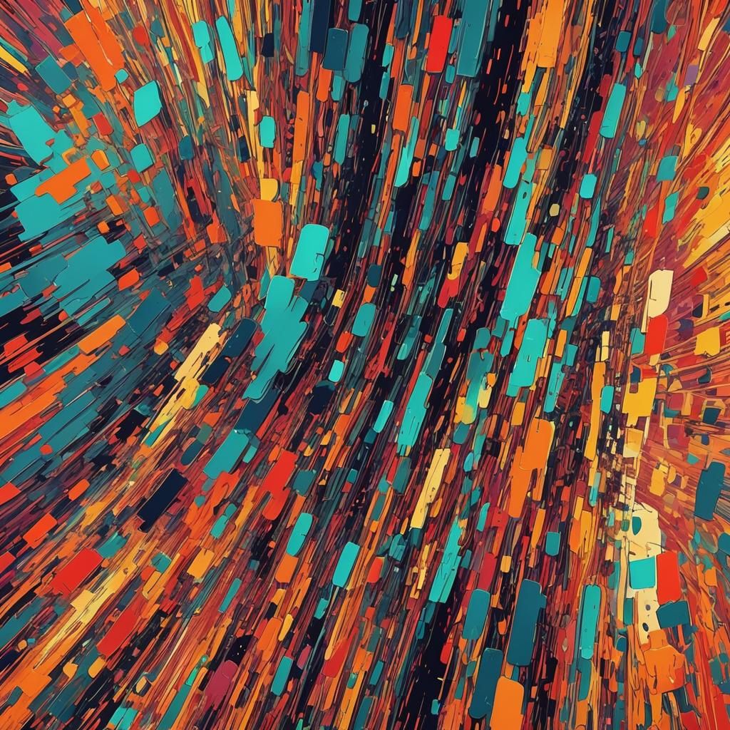 Abstract Glitch Art with Complementary Colors