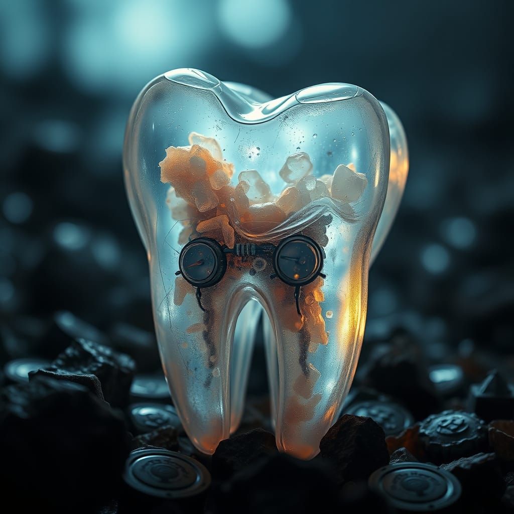 Hyperrealistic Crystal Tooth in Cinematic Lighting