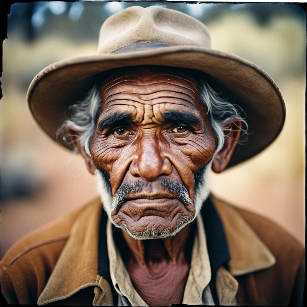 Vintage Portrait of Aboriginal Stockman