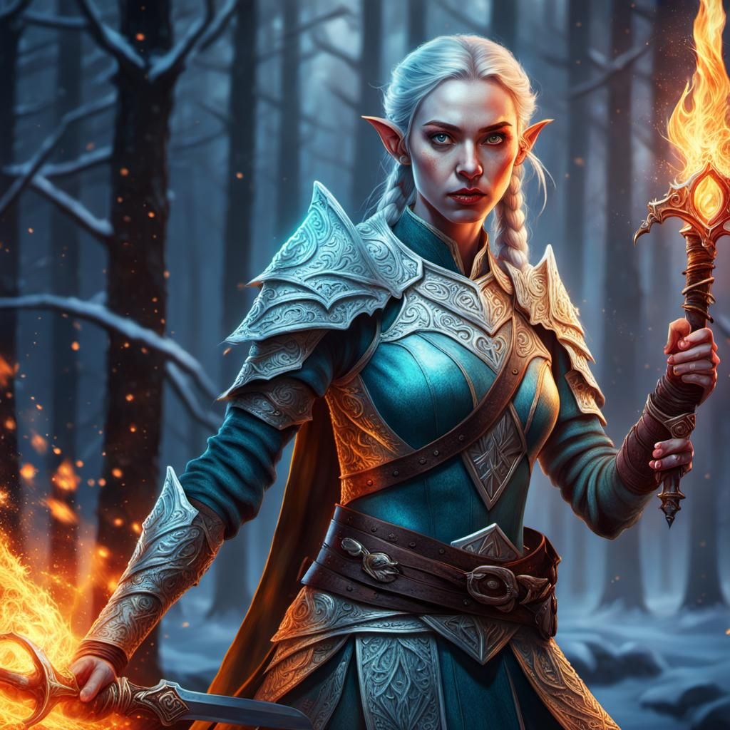 Young Elf Warrior Wielding Sword of Ice