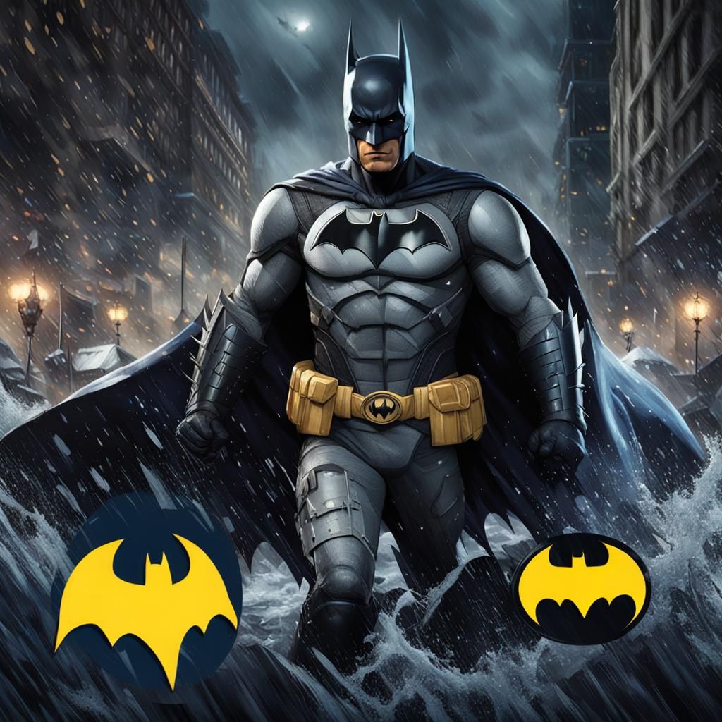 Batman Gives Water to Child in Ruined City