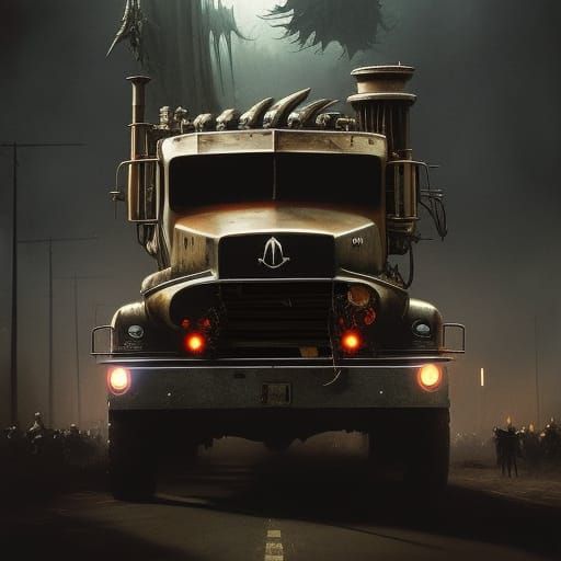 Halloween Mack Truck with Skeleton Driver