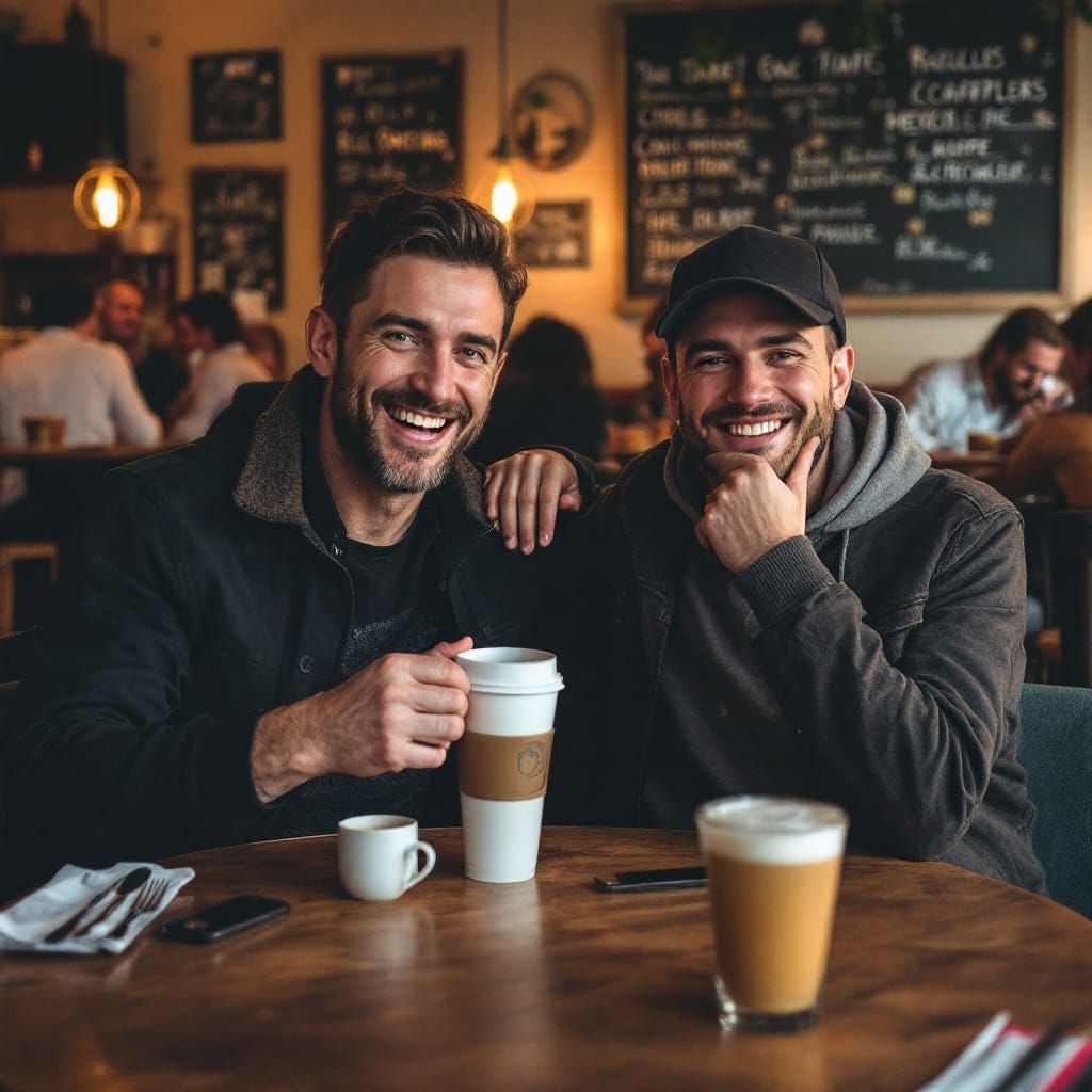 People Enjoying Coffee in a Cozy Cafe Setting