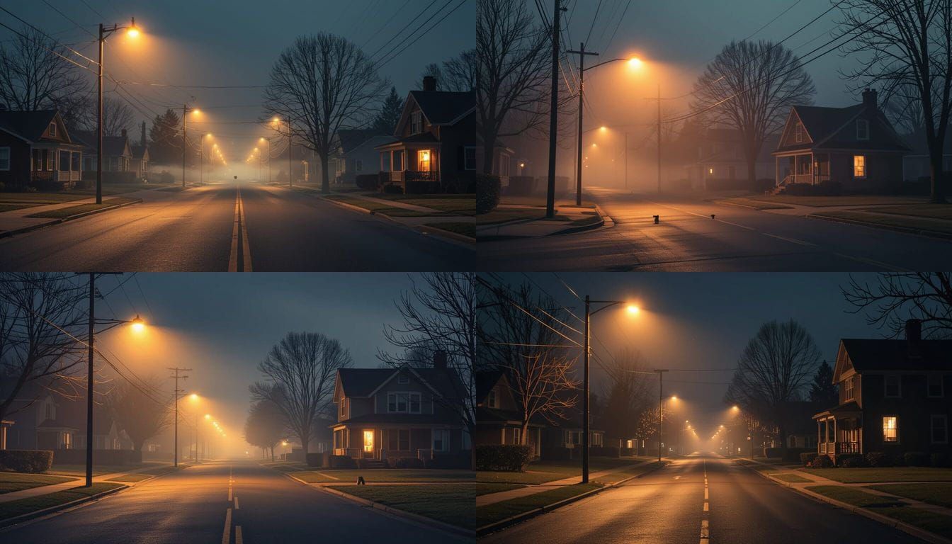 Peaceful American Suburbia at Night