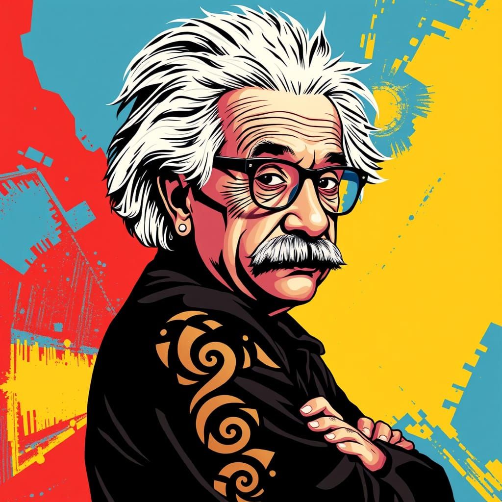 Moody Albert Einstein in Bold, Graphic Style