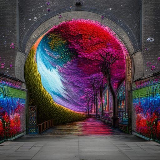 Floral Moon: Hyperdetailed Graffiti Art in 8K