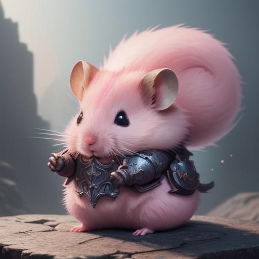 Cute Pink Hamster in Detailed Matte Painting