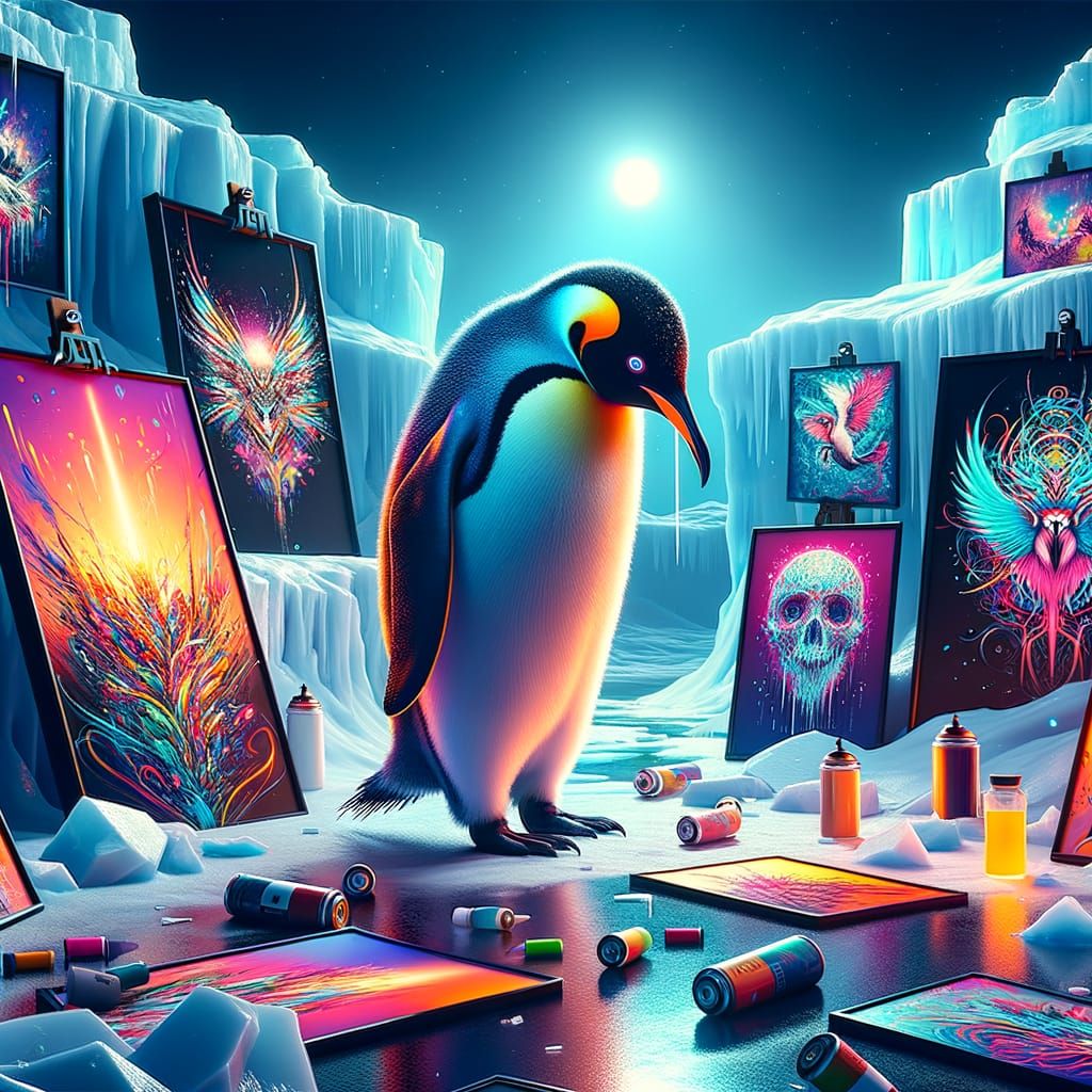 Penguin Curation: Antarctic Art Gallery Beneath the Ice