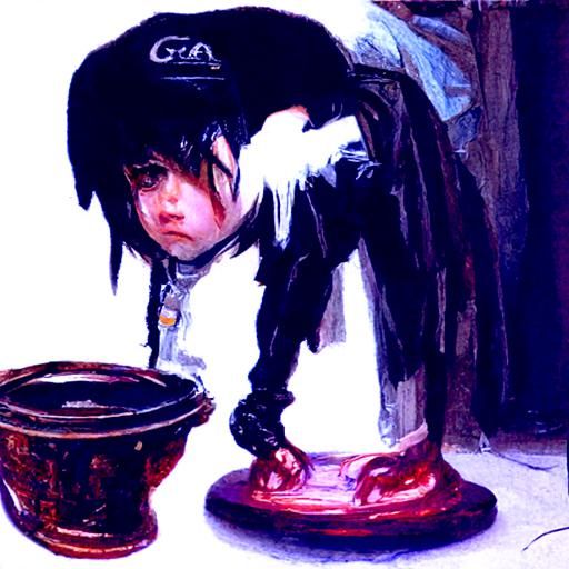 Emo Gacha Kid as Oil Painting