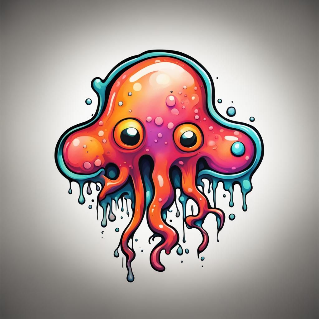 New School Tattoo Design of a Cute Amoeba