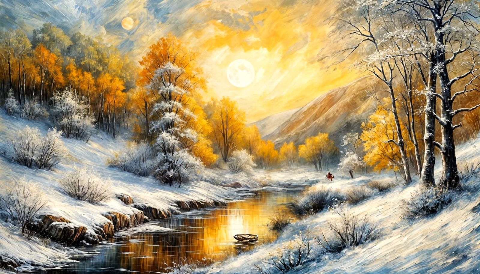 Surreal Moonlit Night Landscape in Impasto Style