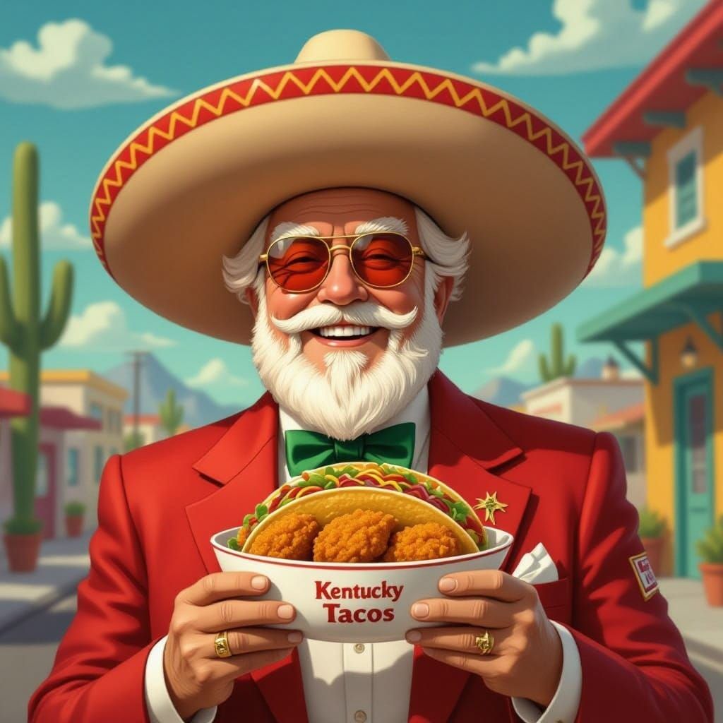 Colonel Sanders Celebrates Kentucky Fried Tacos