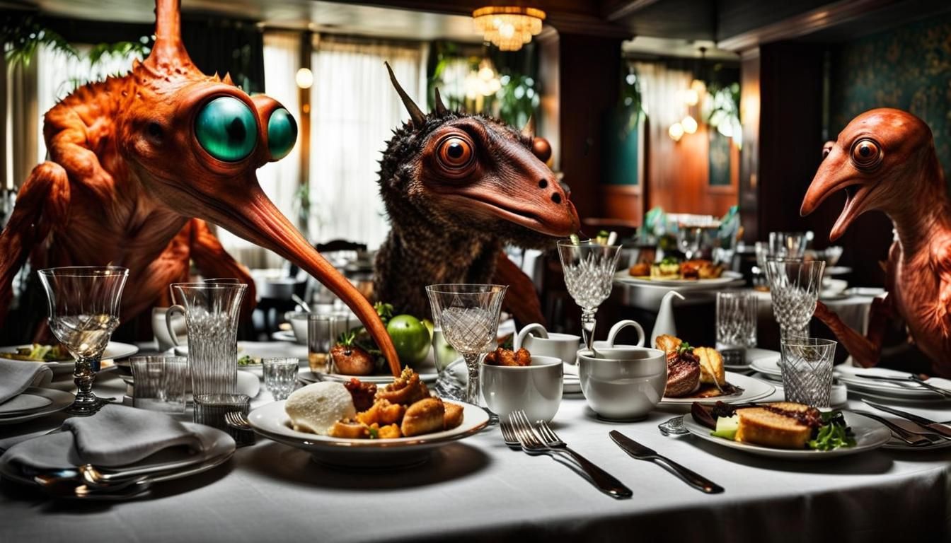 Surreal Alien Restaurant Celebration in Professional Photogr...