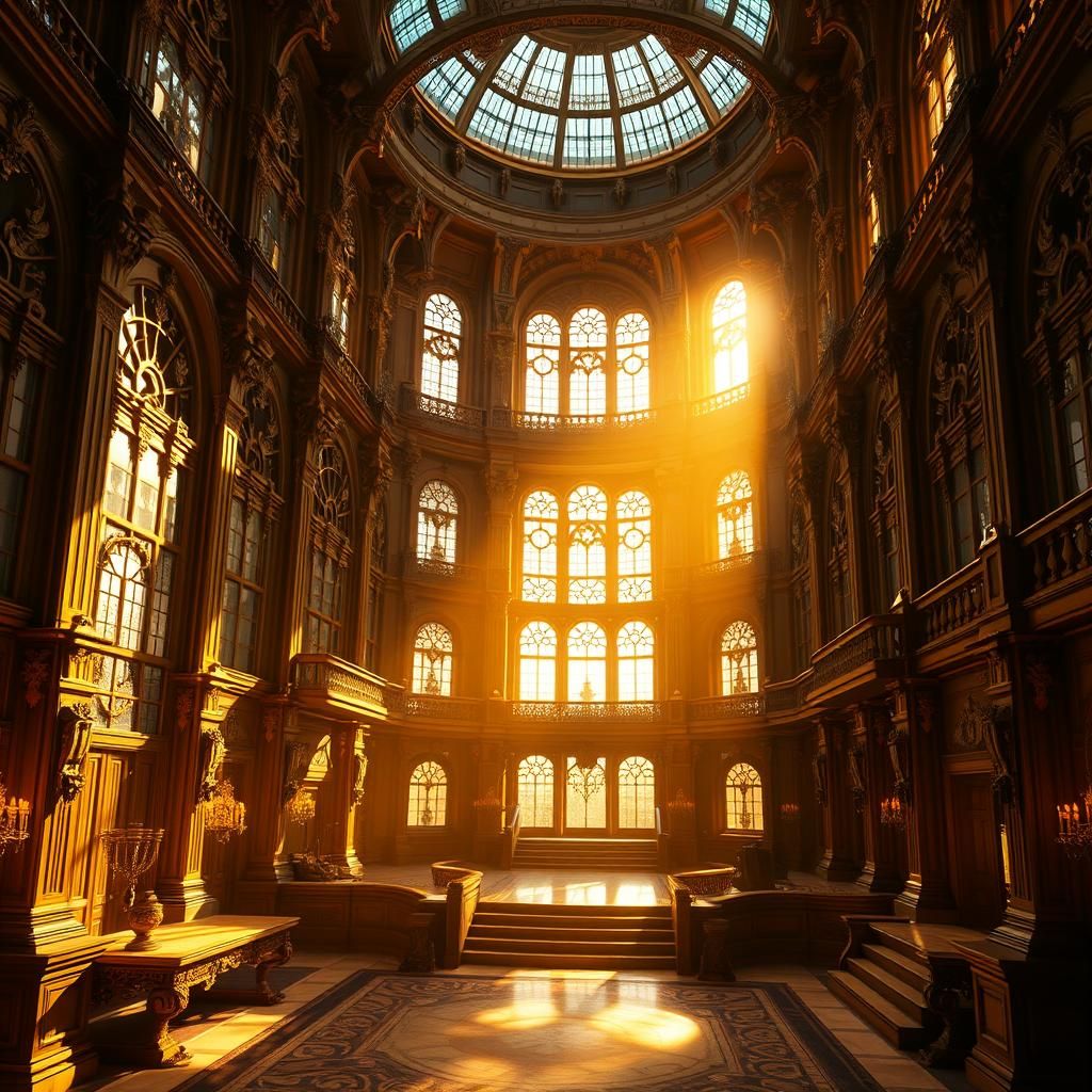 Grand Residence Interior in Sunlight, Fantasy Concept Art