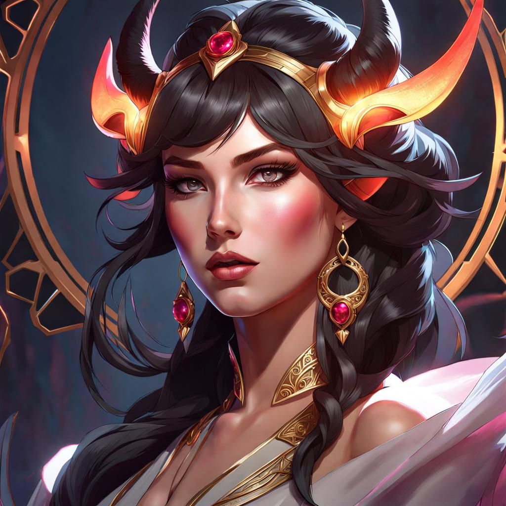 Fantasy Demoness Portrait with Intricate Details