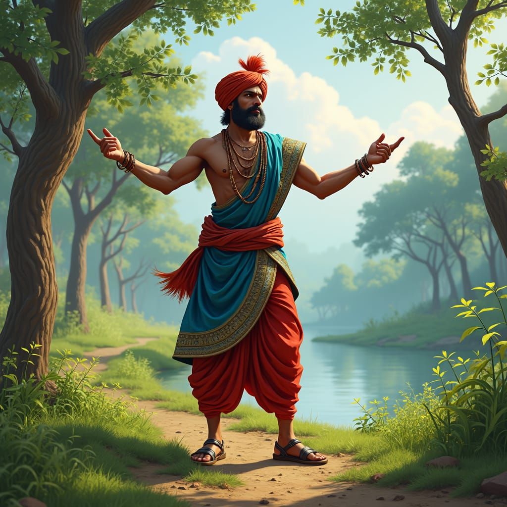 Indian Farmer Points to Hidden Treasure: Bollywood Art